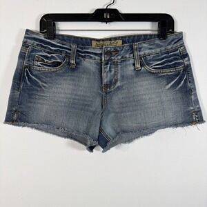 Hint Jean Shorts Booty Cut Off Low Rise Size 9 Raw Hem 2" Inseam Distressed Y2K